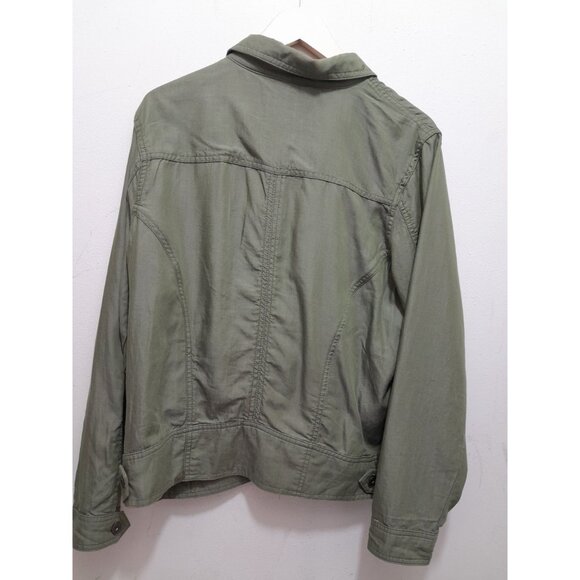 Tahari Womens XL Gorpcore Utility Outdoor Lyocell Bomber Jacket Khaki Green - Picture 5 of 8